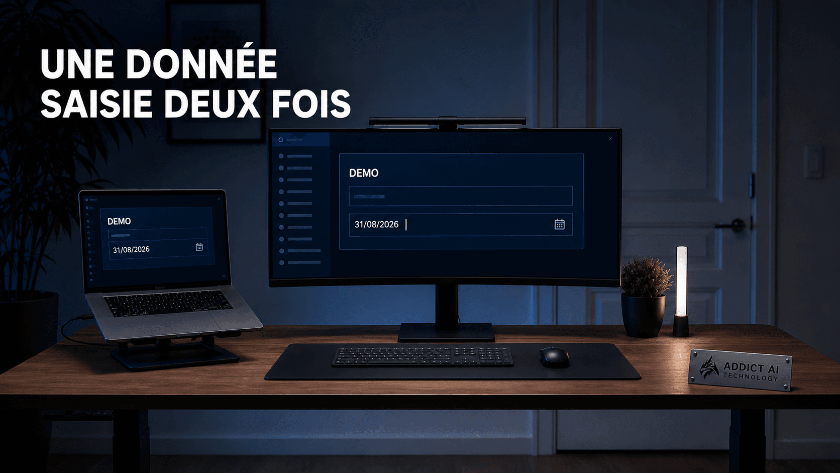 Deux fichiers de démonstration affichent la même date, tandis qu'un curseur attend une nouvelle saisie dans le second fichier.
